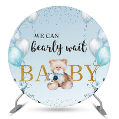 Lofaris Teddy Bear Balloon Blue Baby Shower Round Backdrop