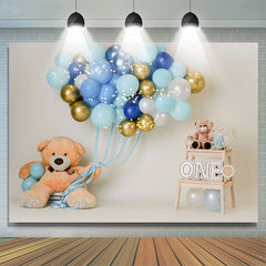 Lofaris Teddy Bear Balloons 1st Birthday Portrait Backdrop