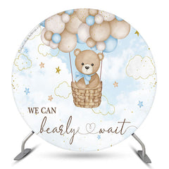 Lofaris Teddy Bear Blue Sky Cloud Round Baby Shower Backdrop