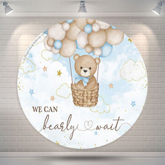 Lofaris Teddy Bear Blue Sky Cloud Round Baby Shower Backdrop