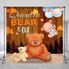 Lofaris Teddy Bear Brown Wood Custom Baby Shower Backdrop