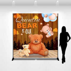 Lofaris Teddy Bear Brown Wood Custom Baby Shower Backdrop