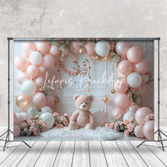 Lofaris Teddy Bear Floral Sweet Princess Cake Smash Backdrop