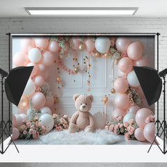 Lofaris Teddy Bear Floral Sweet Princess Cake Smash Backdrop