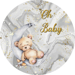 Lofaris Teddy Bear Grey Round Baby Shower Backdrop Kit