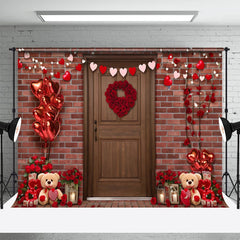 Lofaris Teddy Bear Red Balloons Door Valentines Day Backdrop