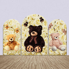 Lofaris Teddy Bears White Floral Wall Arch Backdrop Kit