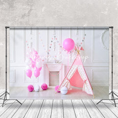 Lofaris Tent Balloons White Retro Wall Cake Smash Backdrop