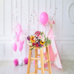 Lofaris Tent Balloons White Retro Wall Cake Smash Backdrop