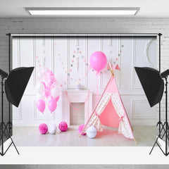 Lofaris Tent Balloons White Retro Wall Cake Smash Backdrop