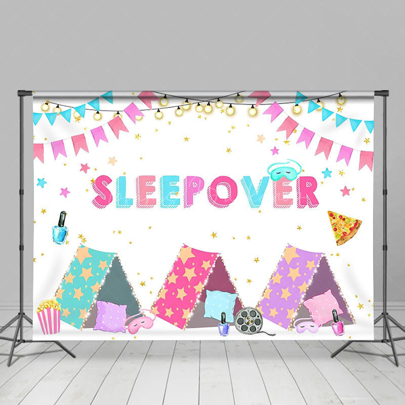 Lofaris Tents Flag Glitter Stars Sleepover Party Backdrop