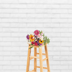 Lofaris Texture White Brick Wall Portrait Photo Backdrop