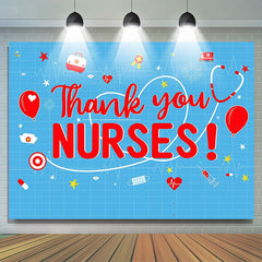 Lofaris Thank You Cute ECG Blue National Nurses Day Backdrop