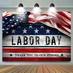 Lofaris Thank You Our Heros US Flag Wood Labor Day Backdrop