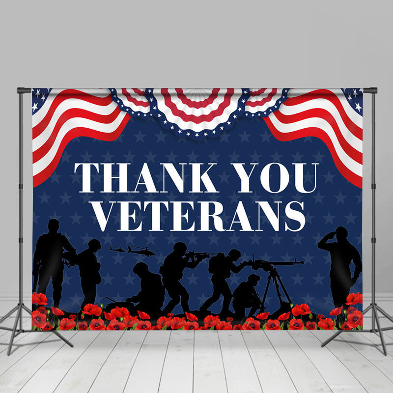 Thank You Veterans USA Patriotic Party Backdrop - Lofaris