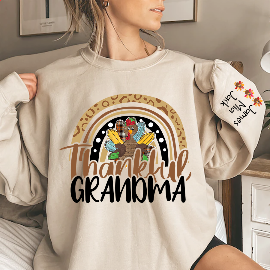 Lofaris Thankful Grandma Rainbow Turkey Custom Sweatshirt