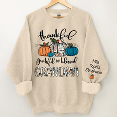 Lofaris Thankful Grateful Blessed Grandma Custom Sweatshirt