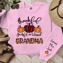 Lofaris Personalized Thankful Grateful Blessed Grandma Fall Autumn Sweatshirt