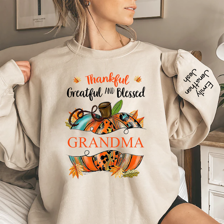 Lofaris Thankful Grateful Blessed Pumpkin Custom Sweatshirt