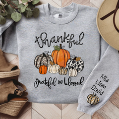 Lofaris Thankful Grateful Blessed Pumpkins Custom Sweatshirt