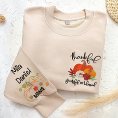 Lofaris Thankful Nana Grandkids Pumpkins Custom Sweatshirt