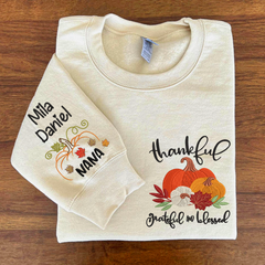 Lofaris Thankful Nana Grandkids Pumpkins Custom Sweatshirt