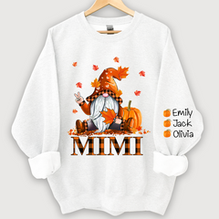 Lofaris Mimi Grandma Gnome Fall with Grandkids name Autumn Sweatshirt