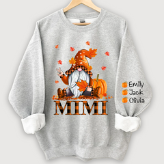 Lofaris Mimi Grandma Gnome Fall with Grandkids name Autumn Sweatshirt