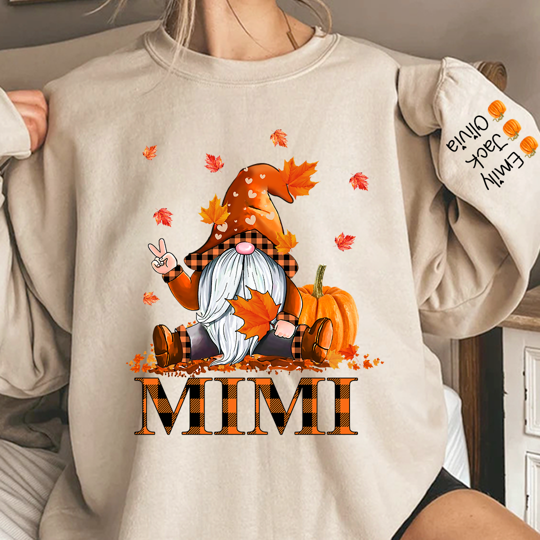 Lofaris Mimi Grandma Gnome Fall with Grandkids name Autumn Sweatshirt