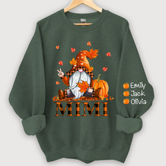 Lofaris Mimi Grandma Gnome Fall with Grandkids name Autumn Sweatshirt