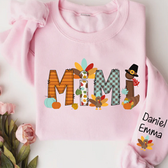 Lofaris Thanksgiving Mimi Kids Fall Custom Name Sweatshirt