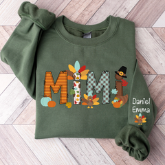 Lofaris Thanksgiving Mimi Kids Fall Custom Name Sweatshirt