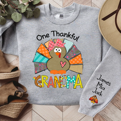 Lofaris Thanksgiving One Thankful Grandma Custom Sweatshirt