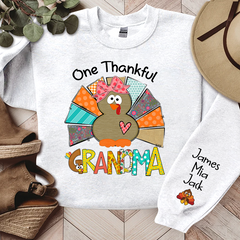 Lofaris Thanksgiving One Thankful Grandma Custom Sweatshirt