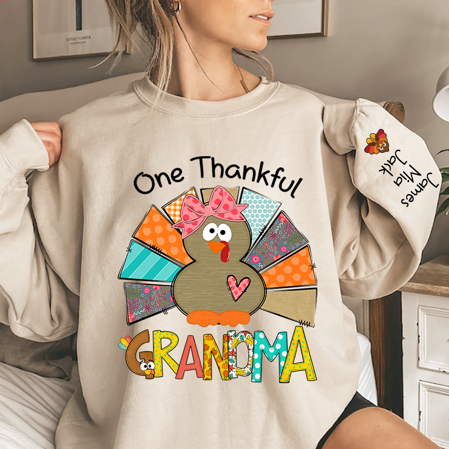 Lofaris Thanksgiving One Thankful Grandma Custom Sweatshirt