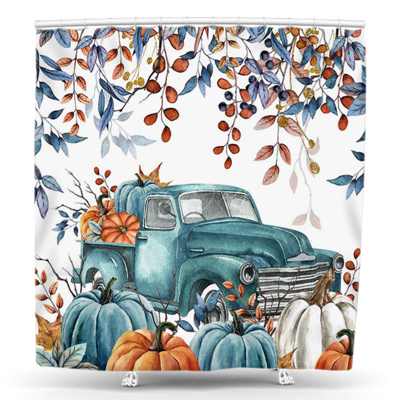 Lofaris Thanksgiving Pumpkins Car Leaves Fall Shower Curtain