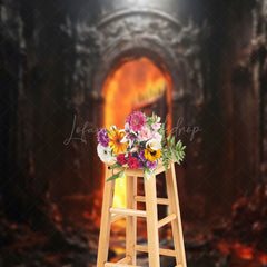 Lofaris The Flames Burning Outside Door Photo Backdrop