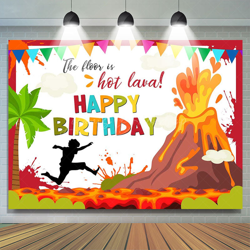 Lofaris The Floor Hot Lava Volcano Eruptions Birthday Backdrop