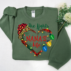 Lofaris The Lights Of Nana¡¯s Life Grandkids Heart Christmas Sweatshirt