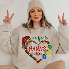 Lofaris The Lights Of Nana¡¯s Life Grandkids Heart Christmas Sweatshirt