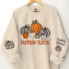 Lofaris Pumpkin Season Nana and Kids Custom Name CTH01 Sweatshirt