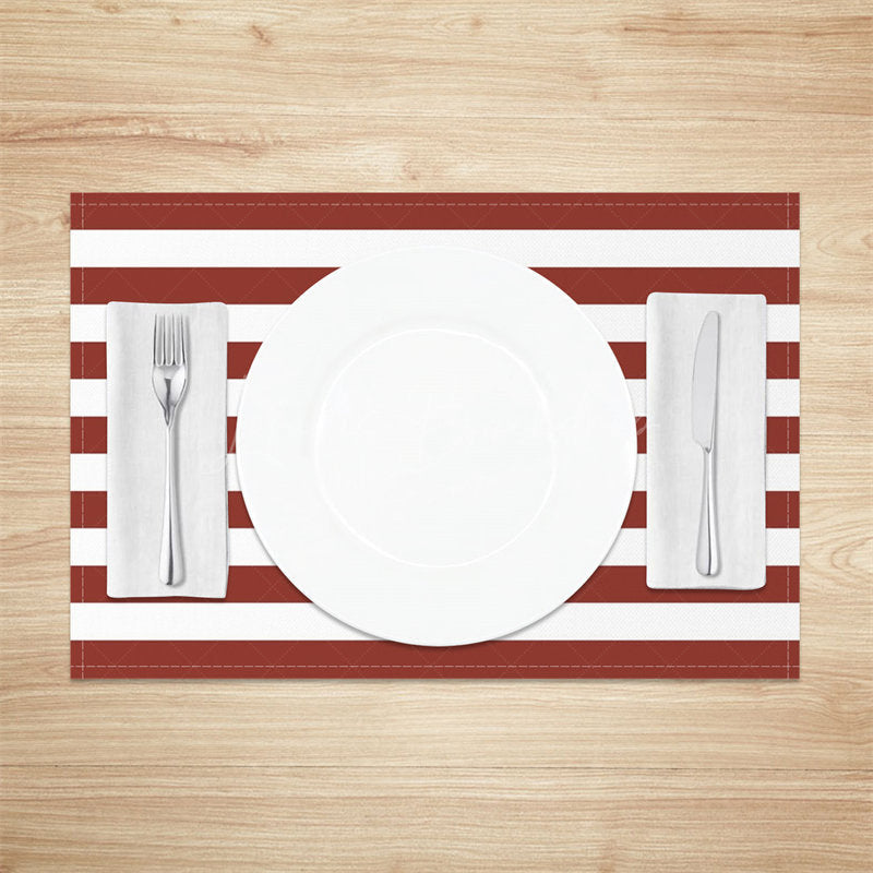 Lofaris Thick Red White Stripes Simple Set Of 4 Placemats