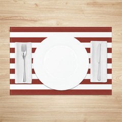 Lofaris Thick Red White Stripes Simple Set Of 4 Placemats