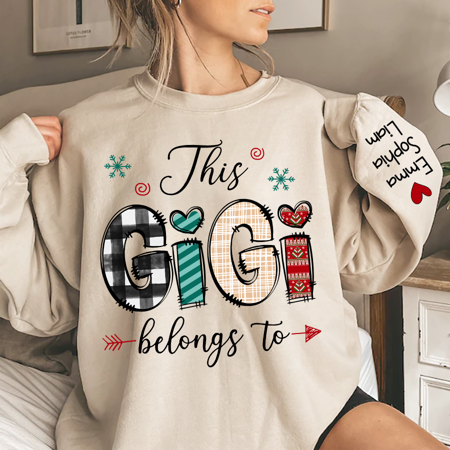 Lofaris This Gigi Belongs To Sweatshirt Custom Grandma & Kids Christmas TH