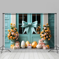 Lofaris Tiffany Blue Bowknot Parterre Eggs Easter Backdrop