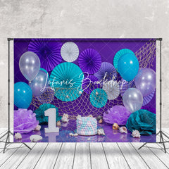 Lofaris Tiffany Blue Purple Balloons Cake Smash Backdrop