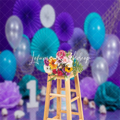 Lofaris Tiffany Blue Purple Balloons Cake Smash Backdrop