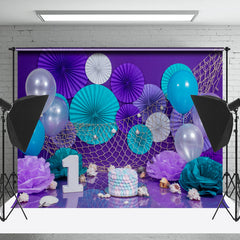 Lofaris Tiffany Blue Purple Balloons Cake Smash Backdrop