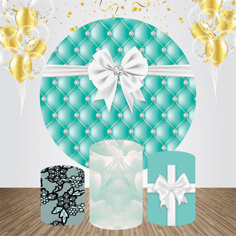 Lofaris Tiffany Blue White Bow Circle Birthday Backdrop Kit