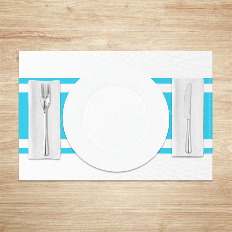 Lofaris Tiffany Blue White Simple Dining Set Of 4 Placemats